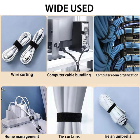 80 Pack Cable Labels and Cord Ties Kit With Write-On Wire Labels in use for sorting cables and organizing electronics.