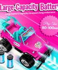 Pink 1 To 16 Scale Remote Control Jeep For Girls With LED Lights Fits Two 5.5 Inch Dolls 2.4 GHz Off Road RC Toy Car Built Rugged