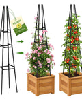 Obelisk Trellis For Climbing Plants Outdoor Garden Support 63 Inch Adjustable No Fuss Assembly Steel Plastic Coated Plant Stake