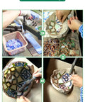 Handcrafting process of Stained Glass Table Lamp With Rose Tiffany Style Shade 24 Inch Tall 16 Inch Wide Shade