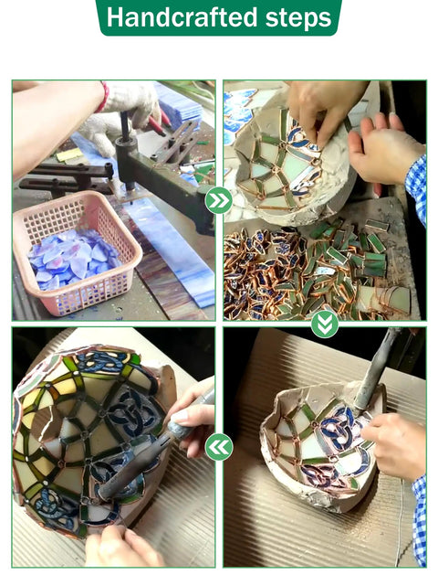 Handcrafting process of Stained Glass Table Lamp With Rose Tiffany Style Shade 24 Inch Tall 16 Inch Wide Shade