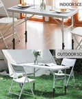 4 Pack Folding Table Leg Extenders For Adjustable Desk Height, indoor and outdoor setup with steel risers on white table