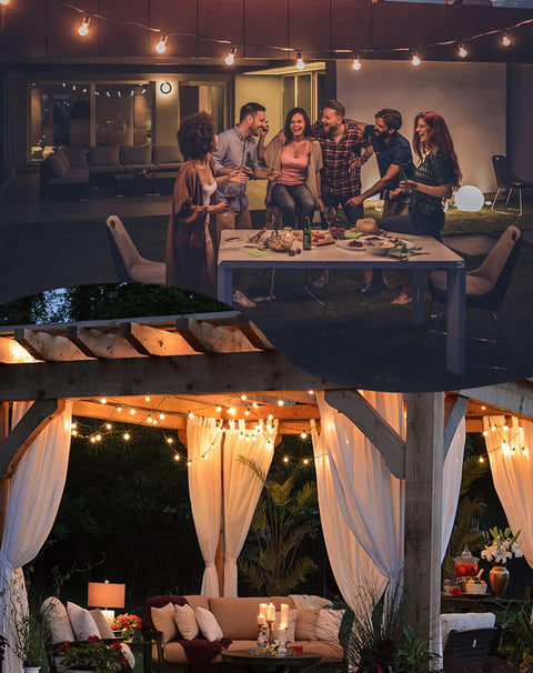 Outdoor String Lights 150 Ft With 75 Shatterproof G40 Globe Bulbs 3 Spares Waterproof Dimmable LED Patio Lights For Backyard Porch Balcony Connectable 2x75ft Run Energy Efficient Weatherproof