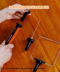 Rongter Fast Heating Electric Hot Wire Foam Cutter Tool Styrofoam Model Maker 2 Inch And 4 Inch Tips with interchangeable nibs on wooden surface.