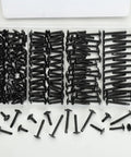 Black Self Tapping Screws Assortment Kit 190 Pieces Stainless Steel 410 Self Drilling Screws in a plastic box organizer