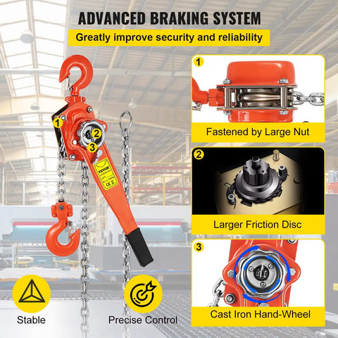 Super Heavy Duty Manual Lever Chain Hoist 3300 Lbs With 10 Foot Solid Carbon Steel Ratchet Come Along Designed To Rock Jobsites And Home Sheds Without Breaking A Sweat