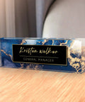 Personalized Acrylic Desk Plate With Your Name In Blue Coast Finish Custom Desk Nameplate For Office Decor. Elegant and practical.