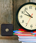 Battery Powered Quartz Clock Movement For Frameless 3D Wall Clocks Replacement Mechanism displayed next to wall clock