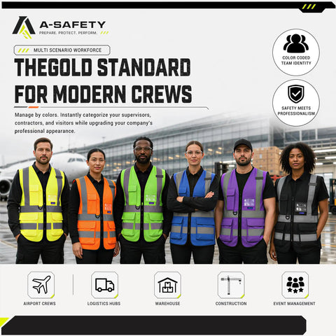 Hella Visible Reflective Safety Vest 100 Percent Polyester Machine Washable Durable Year Round Job Site Work Gear Yellow Big And Tall Construction Crew Plus Size 6XL 7XL 8XL