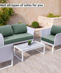 Outdoor Cushion Covers Set For Patio Furniture 8 Pieces on green cushions for sofas and chairs in garden setting.