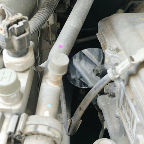 Telescoping Inspection Mirror With 360 Degree Swivel And Flexible Reach On A Stick Handy For Gearheads reflecting engine inside car.