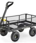 Heavy-Duty Steel Utility Cart With 4 Cu Ft Bed And 900 LB Load Capacity, Black Towable Hauling Wagon With Removable Side Panels