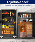 61 Inch Tall Metal Garage Storage Cabinet With Rolling Tool Cabinet Locking Two Doors And Wheels, shelves filled