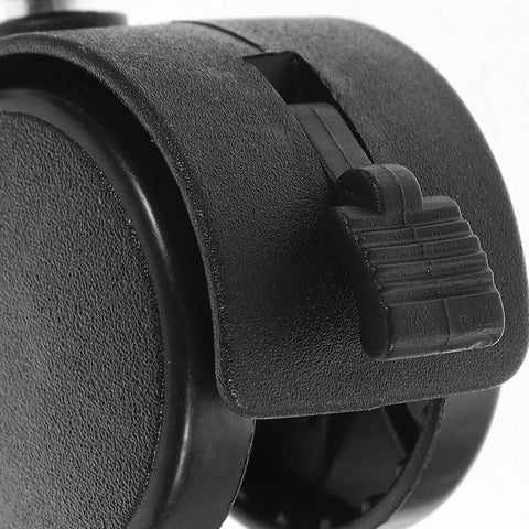 Close-up of Solid 8 Pack 1.5 Inch Stem Swivel Casters Featuring Strong Locking Brakes for smooth operation on carts.