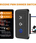 Badass Black PWM Dimmer Switch For 12 Through 24V LED And Halogen Lighting showing control buttons and blue light indicator.
