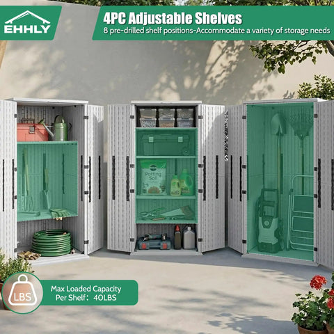 Beefy Heavy Duty Outdoor Tall Storage Cabinet Weatherproof 28 Cu Ft Garage Organizer With 4 Adjustable Shelves in outdoor scene