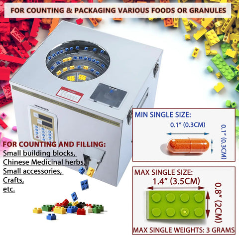 Digital Counting Filling Machine For Buttons And Small Toys. Food Grade 304 Stainless Steel Counter with fiber optic sensor.