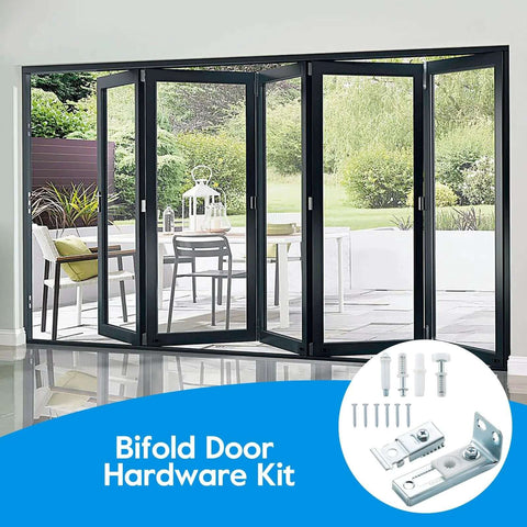 Bifold Door Hardware Repair Kit, 2 Pack For Bi Fold Sliding Closet Doors Replacement Parts, shown with installed doors.