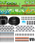 Automatic Drip Irrigation Kit For Garden And Greenhouse, 256ft setup with hose, tubing, and drippers for lawn and plants