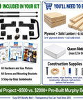 Queen Size Murphy Bed Hardware Kit Featuring Bulletproof Gas Piston Lift Systems and No Sweat DIY Wall Bed Frames for a smooth setup.