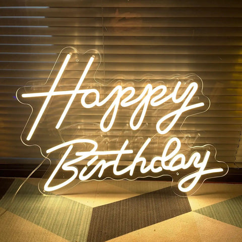 Birthday Neon Sign Led Flex Transparent Acrylic Letter Board Backlight Neon Light For Wall Decor And Party Setup 3D Personalized Neon Signs