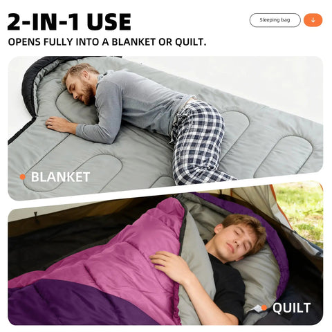 Lightweight Sleeping Bag For Kids And Adults, Ideal For Backpacking And Scouts, Compact Yet Roomy 33 By 86.6 Inches, used as quilt
