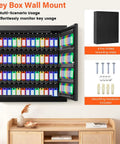100 Key Cabinet Lock Box With Anti Theft Function And Key Tags wall mount organizer with colorful tags and mounting hardware