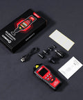 All-In-One Dual Mode Laser And Contact Tachometer With Rechargeable Battery Pro-Grade Photo Sensor RPM Meter Ranges 10 To 99999 And 1 To 19999 Backlit Display Hold Max Min Avg Hi Low Alarm, with adapters