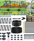 All In One 240Ft Drip Irrigation System For Garden And Yard With Half Inch Quick Connect PE Tubing Automatic Sprinkler Kit Easy Setup And Quarter Inch Watering Hose For Outdoor Raised Beds Flowers Lawns And Greenhouses components displayed