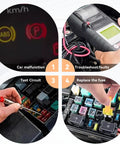 Grab This Essential Mini Blade Fuse Assortment Kit With An Integrated Extractor Tool For Hassle Free Under Hood Electrical Fixes That Let You Swap Blown Fuses In A Flash And Keep Your Rig Humming. Illustration of car maintenance steps: checking malfunctions, troubleshooting, testing circuit, and replacing fuse.