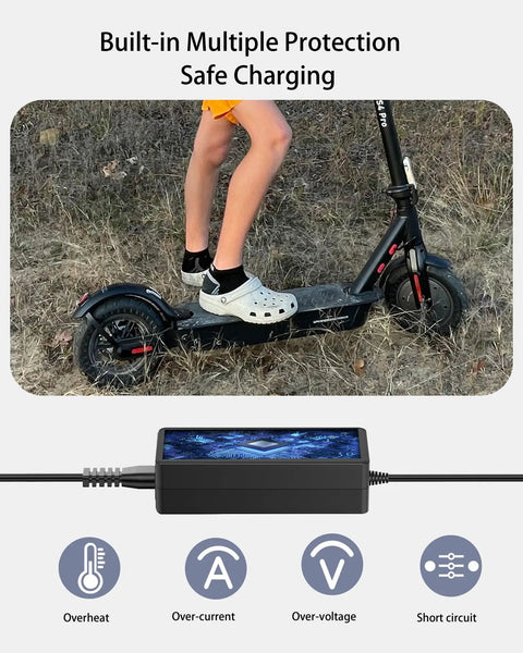 42V 1.7A Electric Scooter Charger For VOLPAM Q1 SP06 SP03 SPT7 36V Li Ion Battery Power Adapter With 9.8 Ft Cord Replacement Suitable For Home Or Travel Charging On The Go