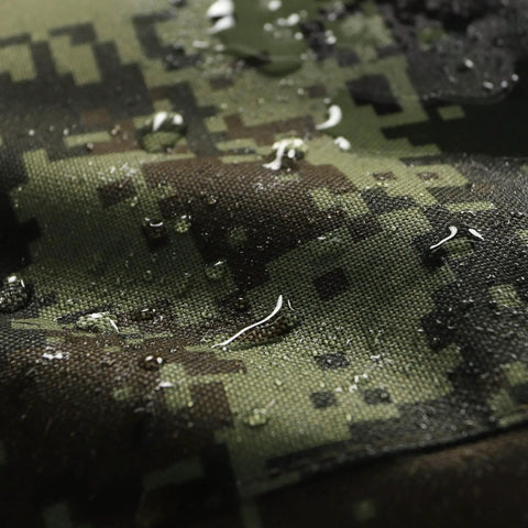 Heavy Duty Waterproof Winch Cover Camo Fits 8500 To 17500 Lb Electric Off Road Truck Hauler Accessory close-up of waterproof material with droplets.