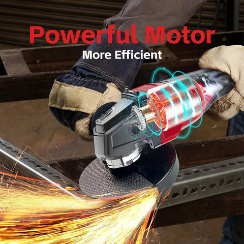 Cordless Angle Grinder Compatible With M18 18V Battery, sparks flying during metal cutting