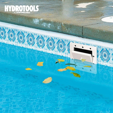 ABS Thru Wall Skimmer Kit White With Return Fitting And Vacuum Plate For Above Ground And Backyard Deck Pools Maintenance Extras Debris Catcher To Keep Your Water Crystal Clear And Fresh Easy Install installed in a pool wall