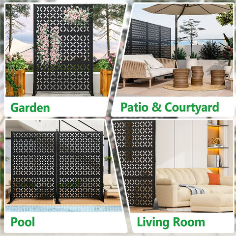 Heavy Duty Outdoor Privacy Screen Freestanding Portable Metal Panels For Deck Balcony Garden And Indoor Use 72 Inch High 46 Inch Wide With Stand Creates Immediate Privacy And Simple Room Dividers