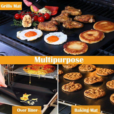 Nonstick Grill Mats Set Of 5 For Outdoor BBQ Grilling Reusable Teflon Mats 15.75 By 13 Inches for eggs, pizza, and cookies