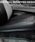 Side view of All Season Waterproof Nappa Leather Car Seat Protector and Seat Saver with Sideless Design in black, in a vehicle.