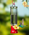 Set Of 6 Mini Hummingbird Feeders With Hanging Wires, Transparent Outdoor Hummingbird Feeder Set With Flower Shaped Sipping Outlet, Includes 3 Cleaning Brushes For Easy Cleaning On Patio, Lawn, Garden And Backyard.