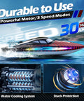 Rad RC Boat For Kids And Adults With Fast Remote Control Pool And Lake Racing 30 KMH Top Speed image showing speed features