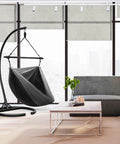 Hanging Hammock Chair Outdoor Swing For Camping And Travel in modern room, collapsible tree pod style with metal stand