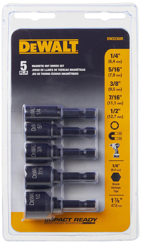 Impact Ready Nut Driver Set Magnetic 5 Piece With Recessed Corners visible in retail packaging