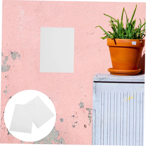 12 Piece Vinyl Patch Kit For Wall Repair Self Adhesive Patches For Cracks Holes And Blemishes installed on wall with plant pot nearby