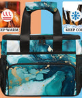 Spacious Insulated Picnic Backpack Lunch Bag For Women And Men With Leakproof Cooler Insulation showing warm and cold icons