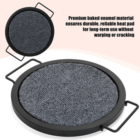 Round Tabletop Fire Pit Mat For Solo Stove Mesa XL, baked enamel, 10 inch diameter, 0.6 inch thick, heat resistant tray for hot coals