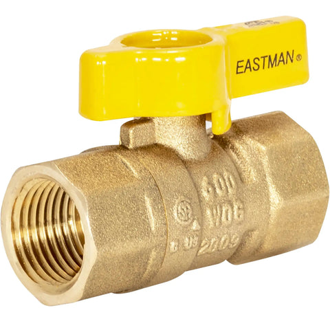 Brass Gas Ball Valve Half Inch FIP, Straight Inline, Quarter Turn Handle, Great For LP Gas And Air Mixtures Up To 175 PSI
