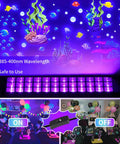 Beast 100W LED Black Light Bar IP66 waterproof showcasing neon glow effects for parties and decorations
