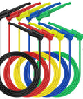 5 Pack Double Ended Mini Grabber Test Leads With 1M Length And 10A Heavy Duty Hook Clips, 5 color jumper wires displayed