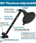 Heavy Duty Solid Brass 11 Inch Shower Arm Extension for Rain Showerheads with Flexible Height and Angle, Oil Rubbed Bronze