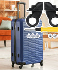 Luggage wheel set: black plastic spinner casters for suitcase, left & right with 3-hole mounting; screws included.