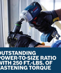 Straight Fire 18V Brushless Half Inch Mid Torque Impact Wrench pumping Four Hundred Ten Foot Pounds Of Raw Breakaway Grunt in action with socket.